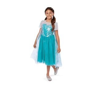 NWT American Girl Disney Frozen Elsa Dress snowflake sequin teal blue girls 4T